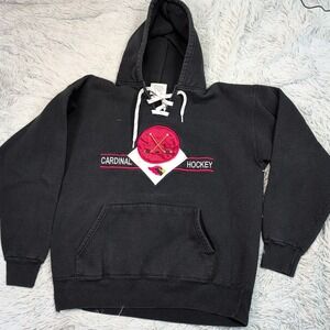 Vintage Eagle USA Sweatshirt Mens L Black Hoodie University Hockey Embroidery